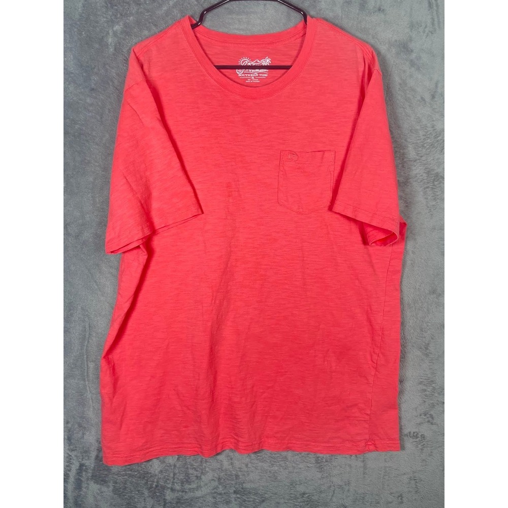Southern Tide Mens XL Coral Pink Cotton Pocket T-Shirt Skipjack
